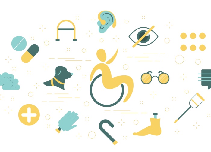 various cartoon symbols that depict different types of disabities