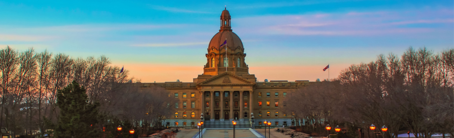 Alberta Legislature building at sunrise