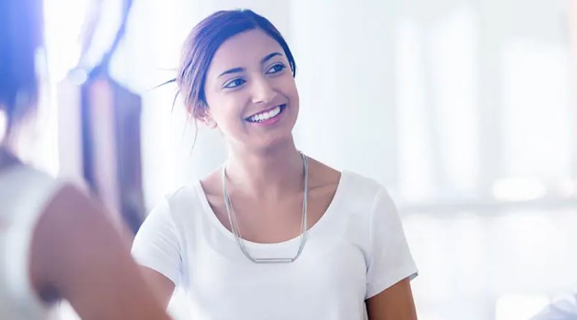 woman smiling in workplace