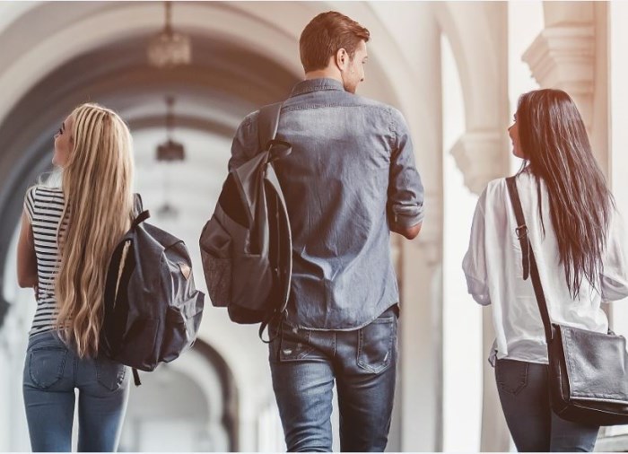 photo of students walking outside