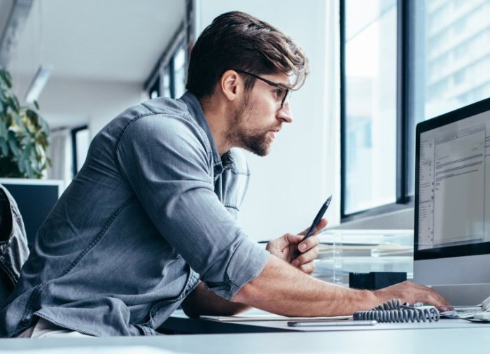 student on computer