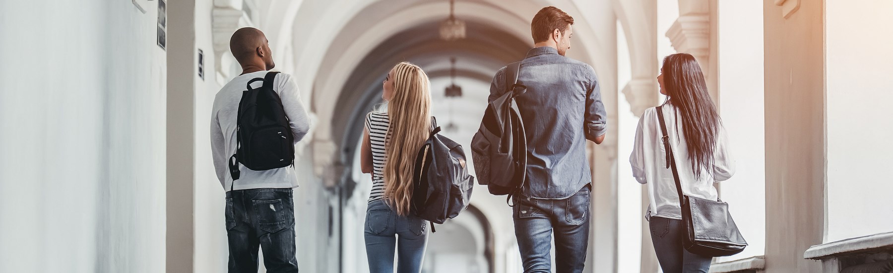 students walking through hall