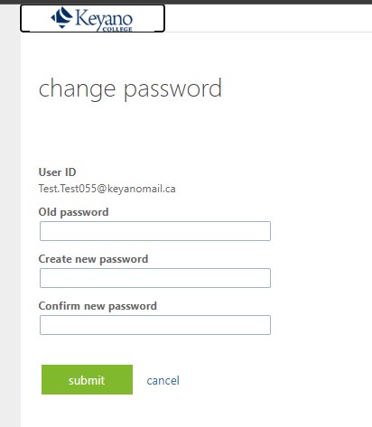 Change Password screen