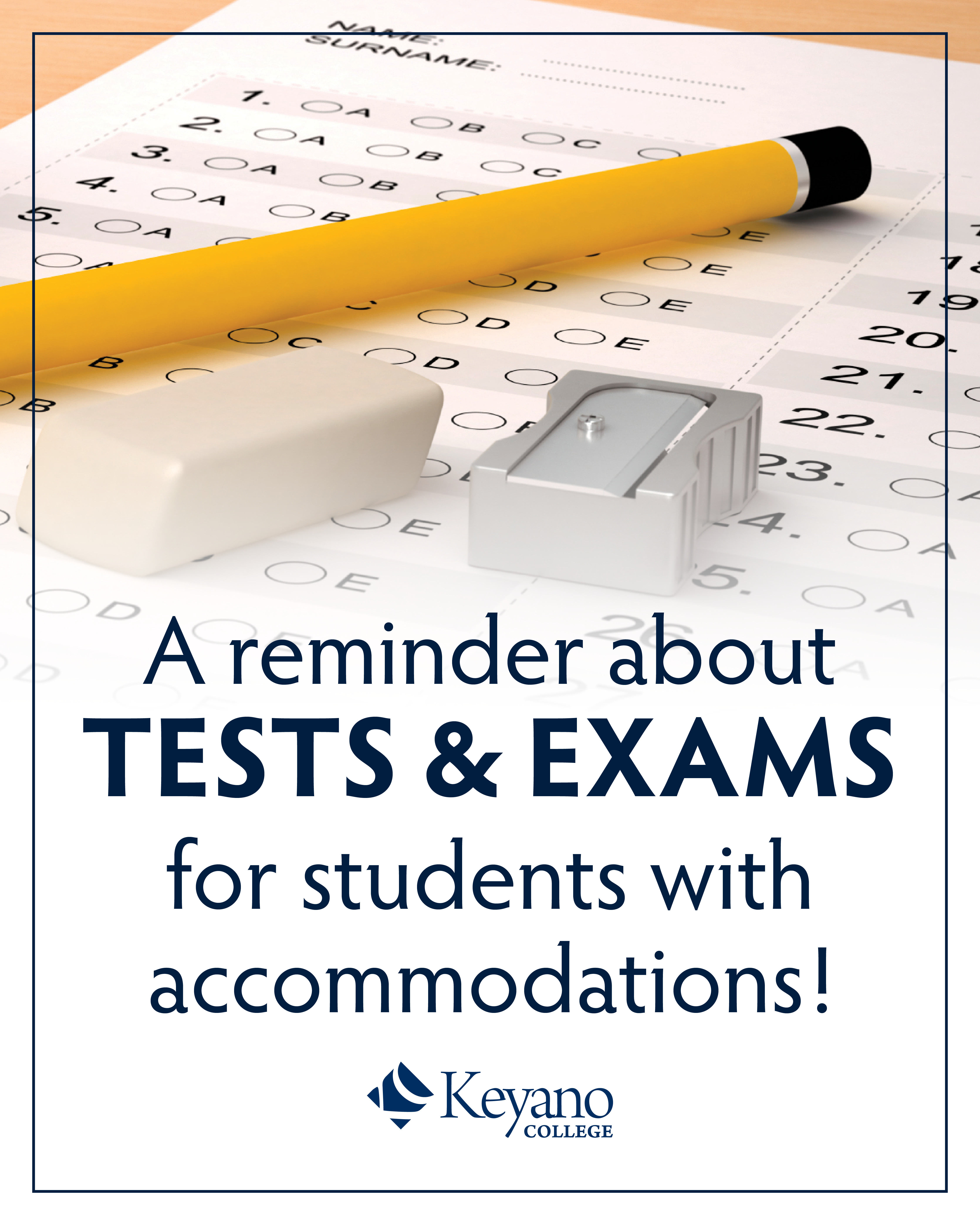 Exam Reminder Pencil on an exam paper