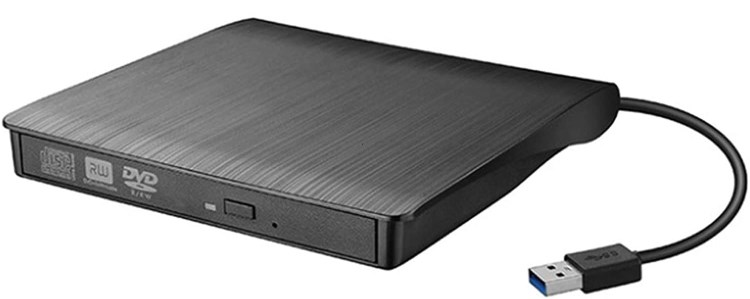 Black DVD player with USB cable
