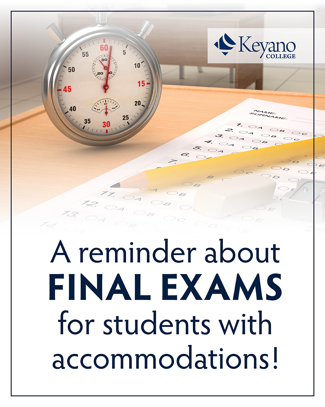 Exam Reminder Stopwatch on calendar