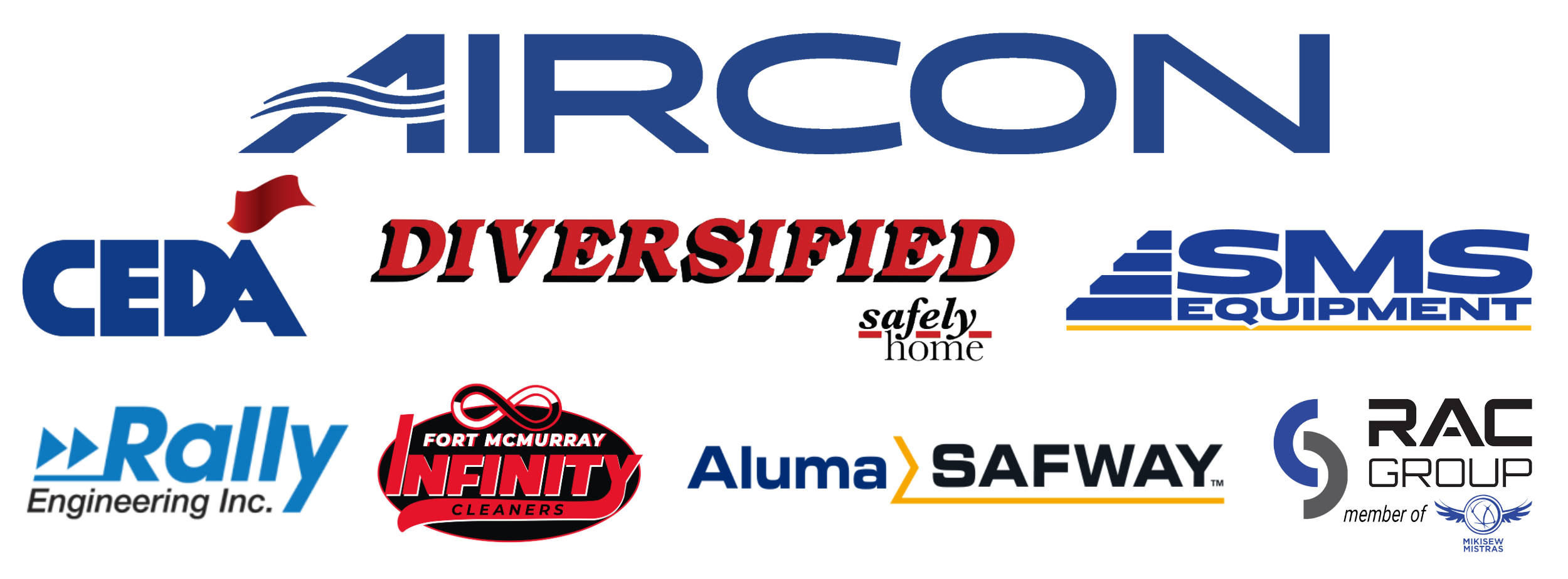 sponsor logos: aircon, CEDA, SMS, diversified, rally engineering, infinity cleaners