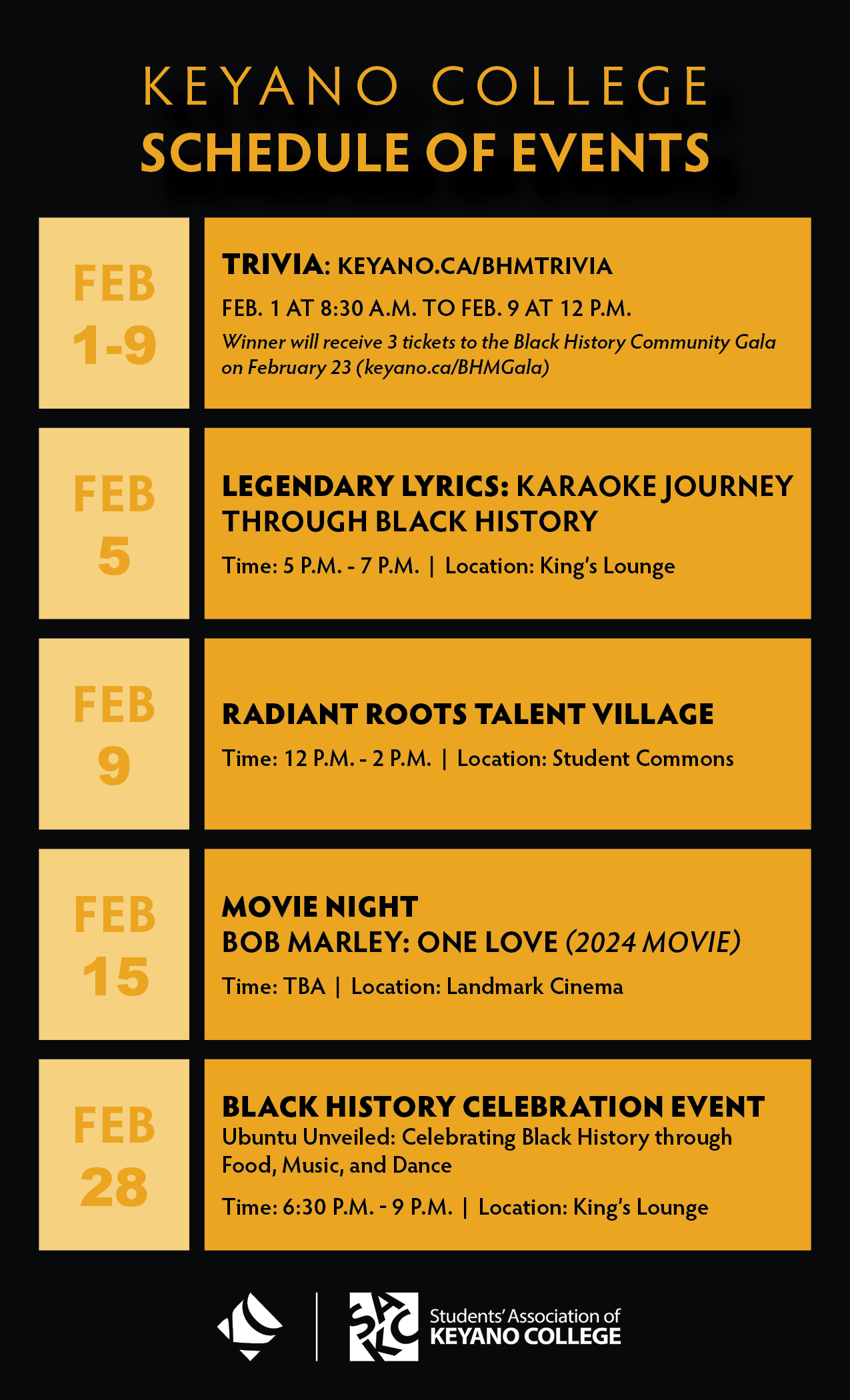 Black History Month Schedule of Events