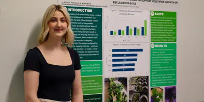 La Beach Maclellan with her research presentation