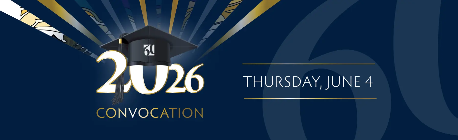 2026 Convocation logo with the 60th logo on the grad cap. Thursday, June 4