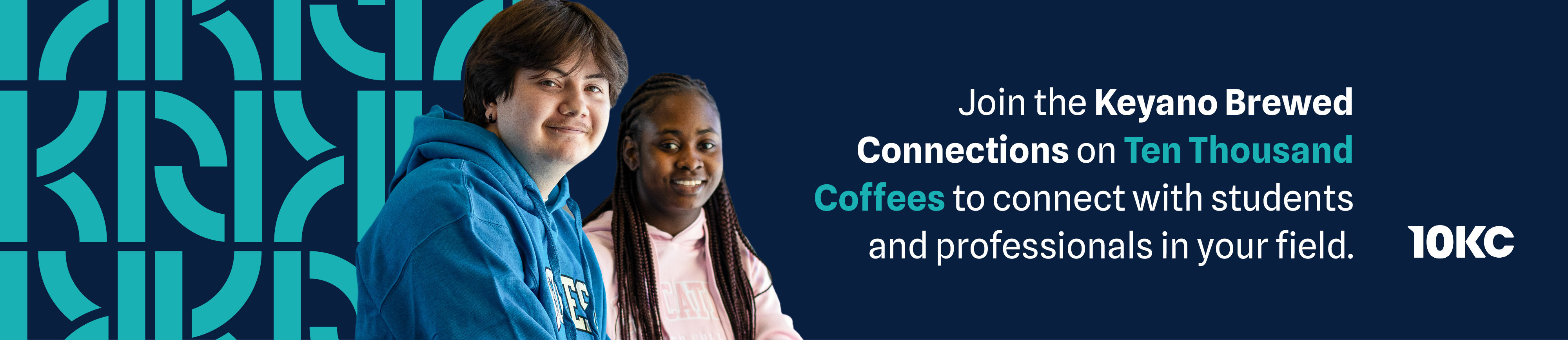 Two Keyano College students promote Keyano Brewed Connections on Ten Thousand Coffees, an online networking platform for connecting with students and professionals.